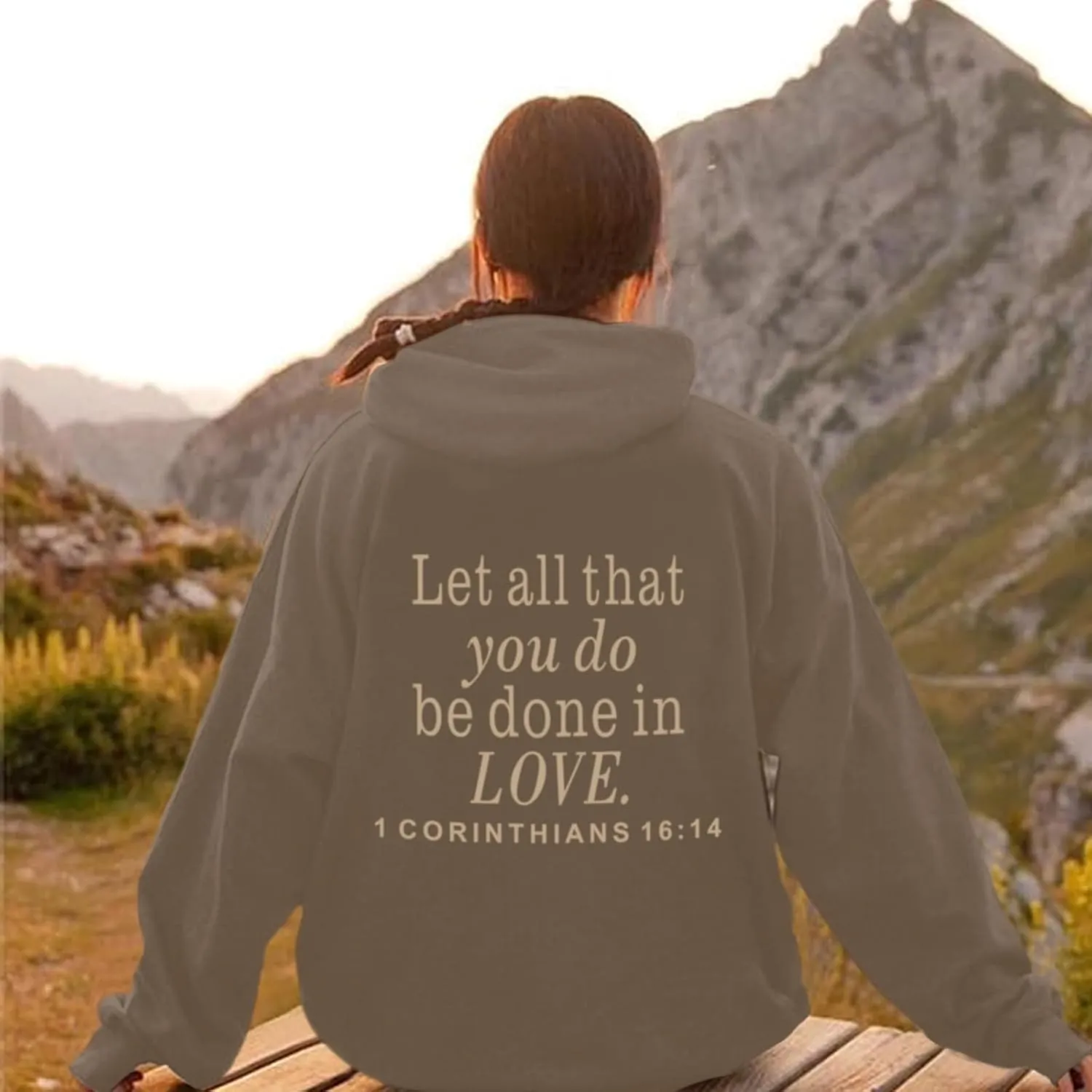 Let All That You Do Be Done in Love Hoodie for Women Christian Faith Sweatshirt Bible Verse Religious Pullover Tops