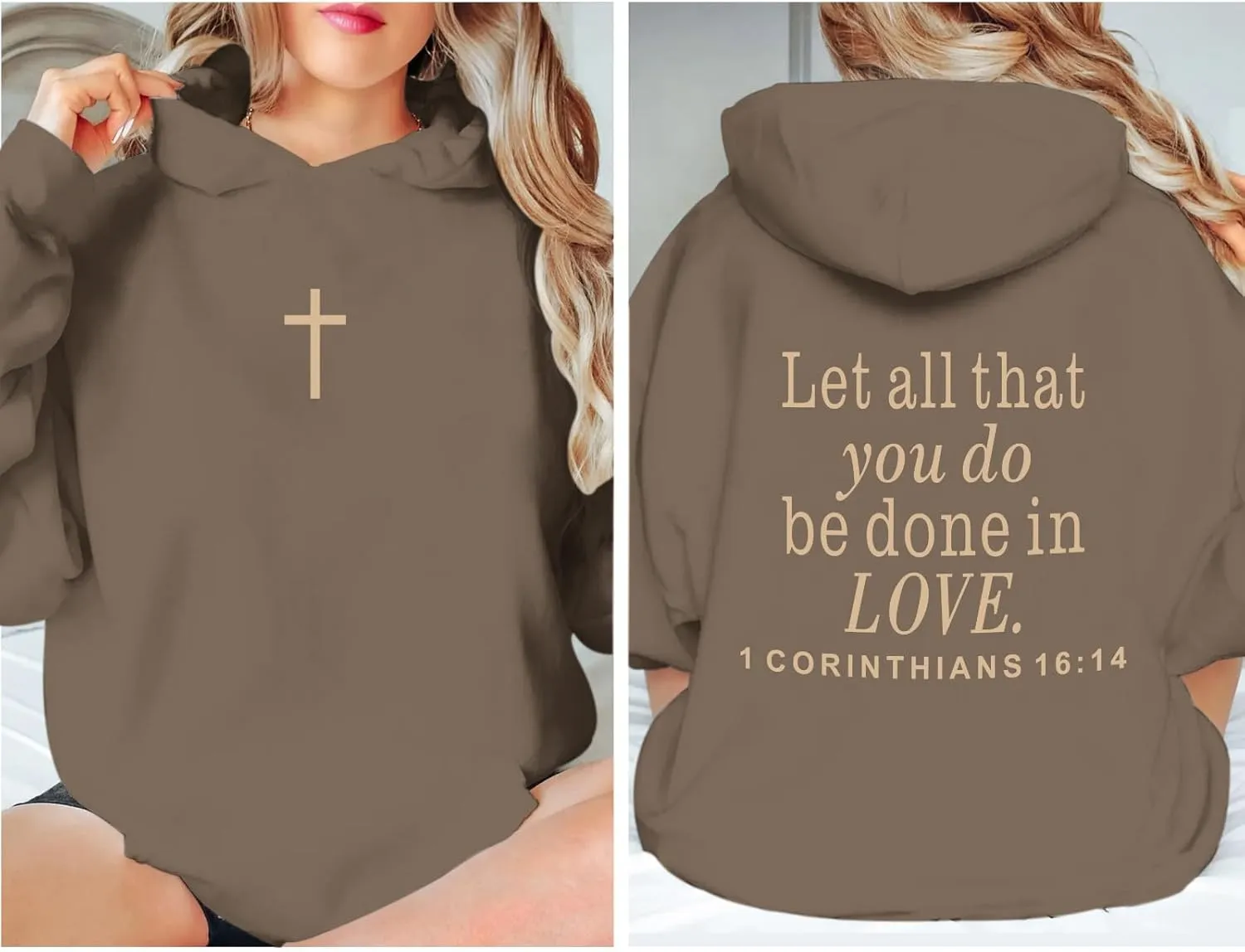 Let All That You Do Be Done in Love Hoodie for Women Christian Faith Sweatshirt Bible Verse Religious Pullover Tops