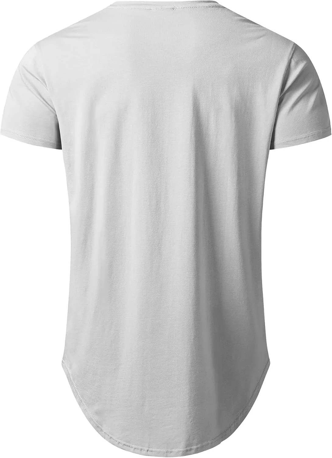 LETAOTAO Mens Hipster Longline T-Shirt Drop Cut Scallop Long Tail Slim Fit Bodybuilding Gym Muscle Workout Tee