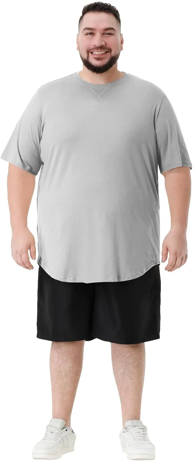 LETAOTAO Mens Hipster Longline T-Shirt Drop Cut Scallop Long Tail Slim Fit Bodybuilding Gym Muscle Workout Tee