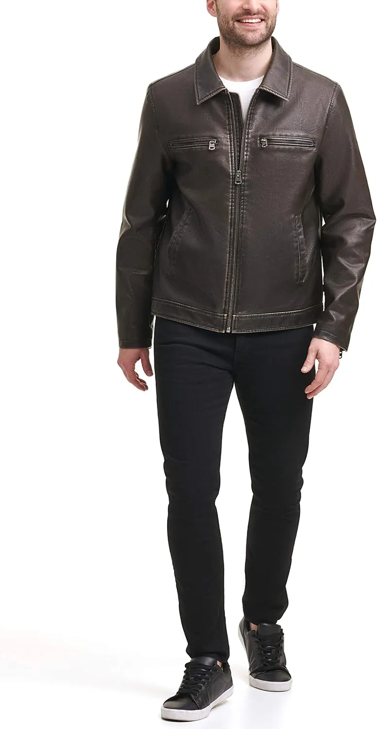 Levi's Men's Faux Leather Laydown Collar Racer Jacket