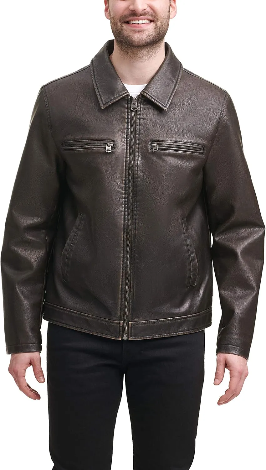 Levi's Men's Faux Leather Laydown Collar Racer Jacket