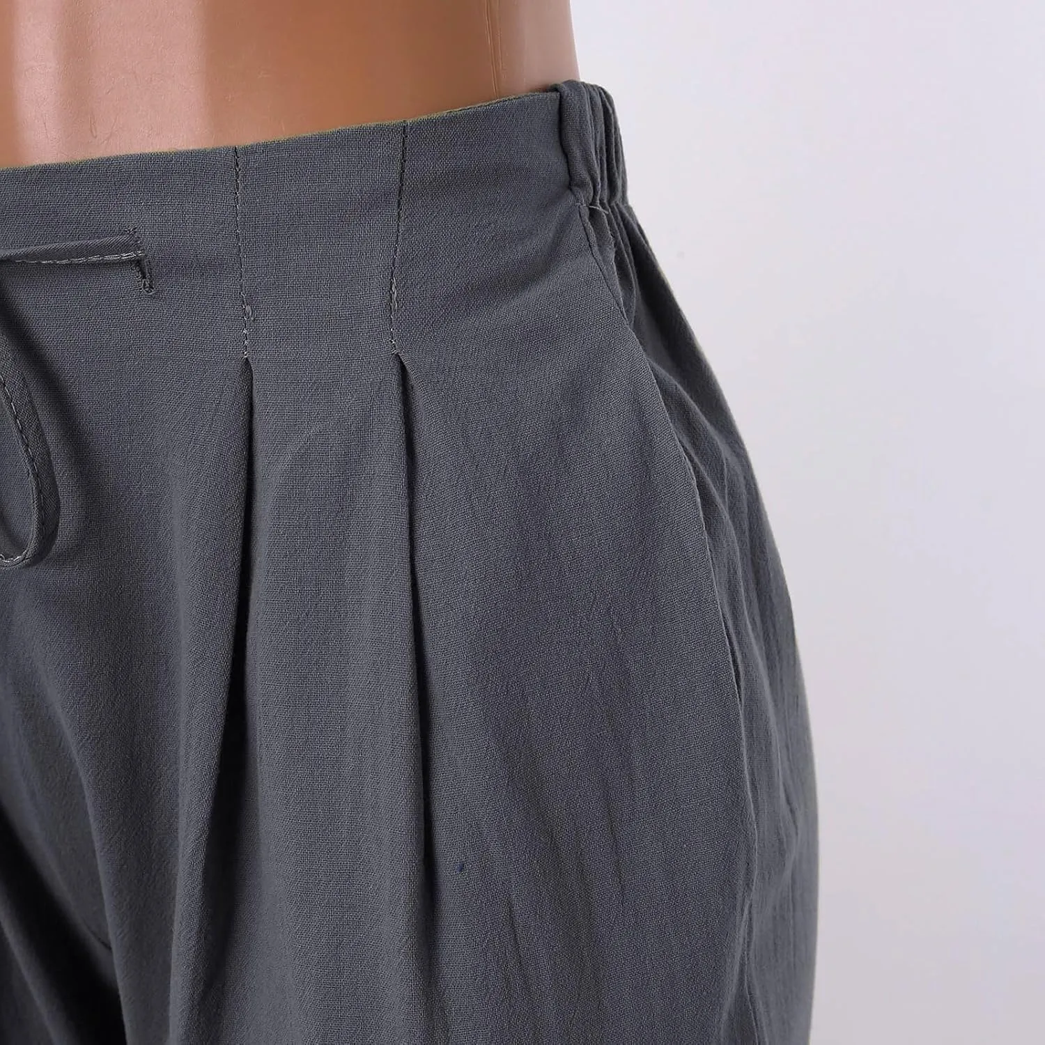 Linen Pants Women Capri Pants Cotton Wide Leg High Waisted Dressy Trousers Loose Business Work Lounge Trousers