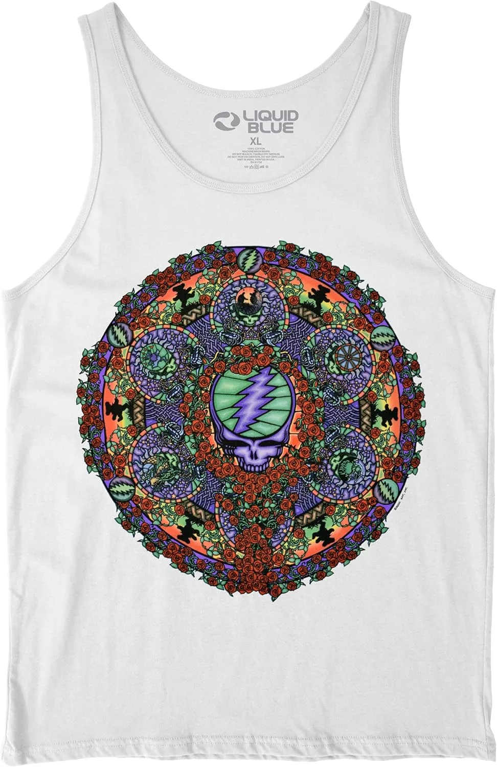 Liquid Blue Unisex-Adult Standard Grateful Dead Celtic Mandala White Tank Top