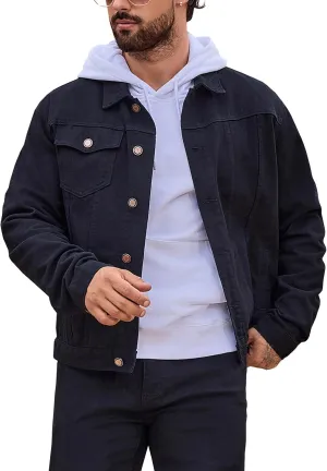 LONGBIDA Men's Jean Jacket Ripped Distressed Denim Trucker Coat with Holes