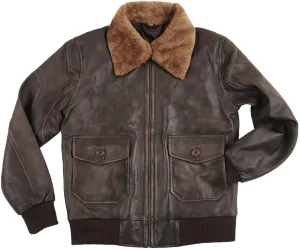 LP-FACON Men's A2 Jacket Flight Pilot Aviator USAAF Air Force Distressed Brown Bomber Leather Outerwear