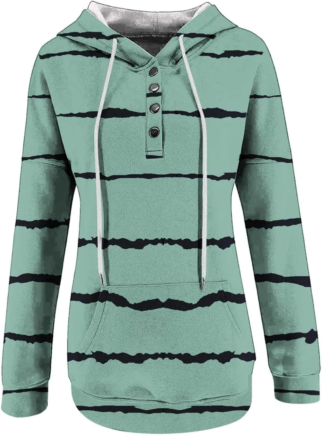 LRMQS Womens Hoodies Pullover Trendy Button Drawstring Hooded Striped Sweatshirt Loose Fit Fall Fashion 2024 Casual Pullover