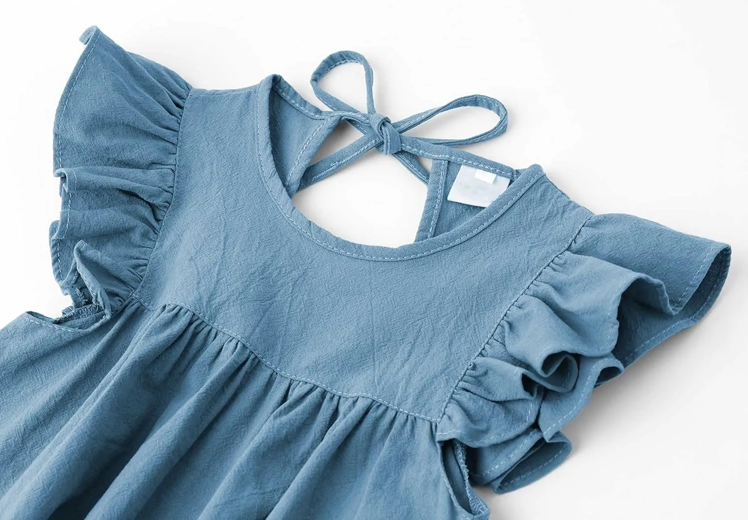 lymanchi Toddler Girl Ruffled Sleeve Dress Cotton Linen Halter Sleeveless Kid Casual Summer Sundress