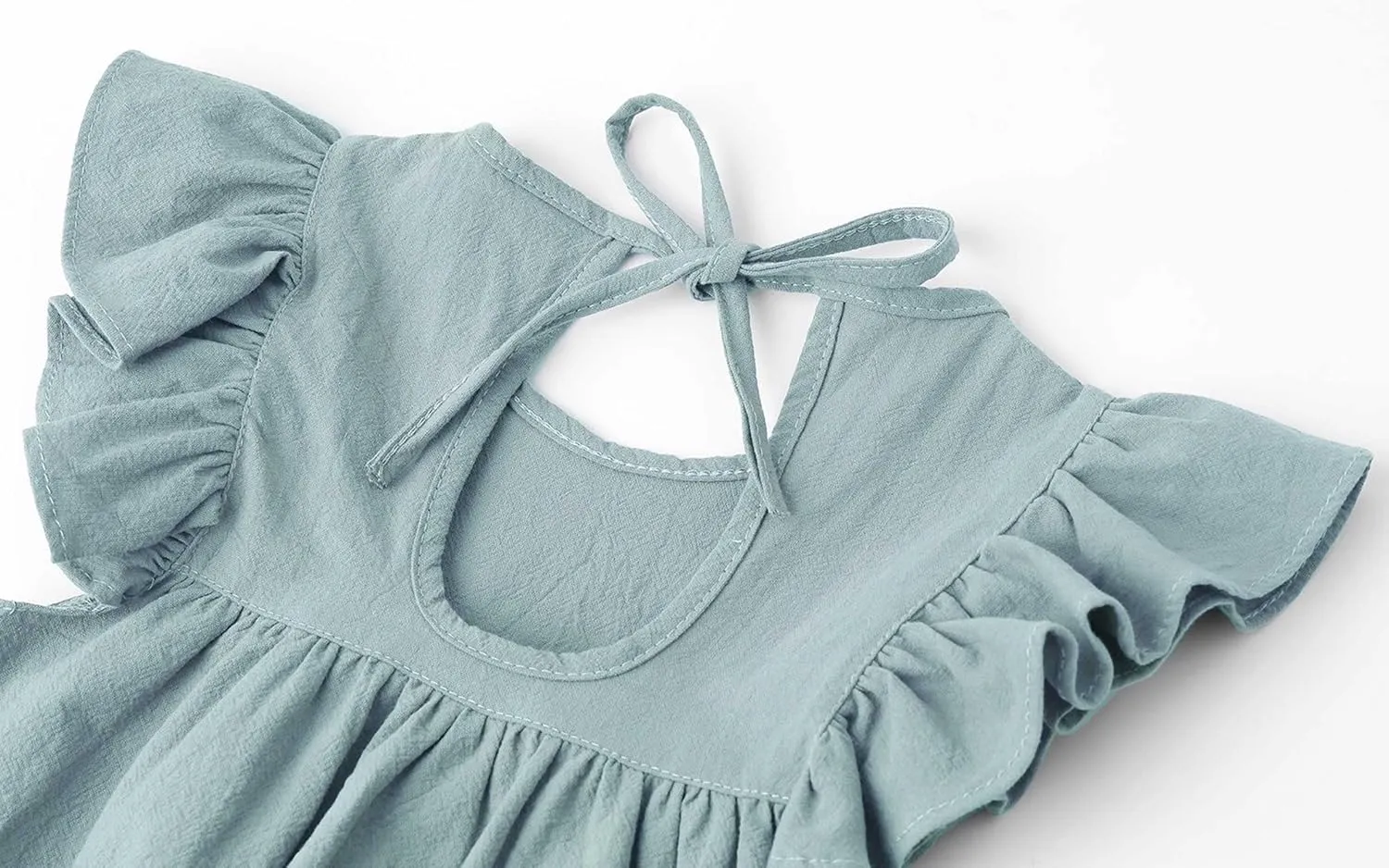 lymanchi Toddler Girl Ruffled Sleeve Dress Cotton Linen Halter Sleeveless Kid Casual Summer Sundress
