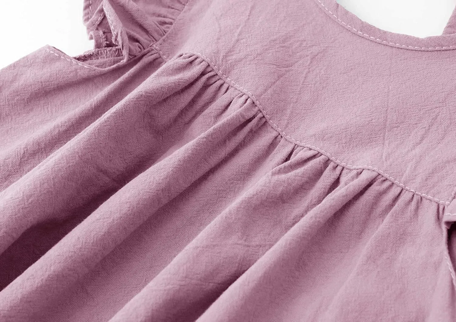 lymanchi Toddler Girl Ruffled Sleeve Dress Cotton Linen Halter Sleeveless Kid Casual Summer Sundress