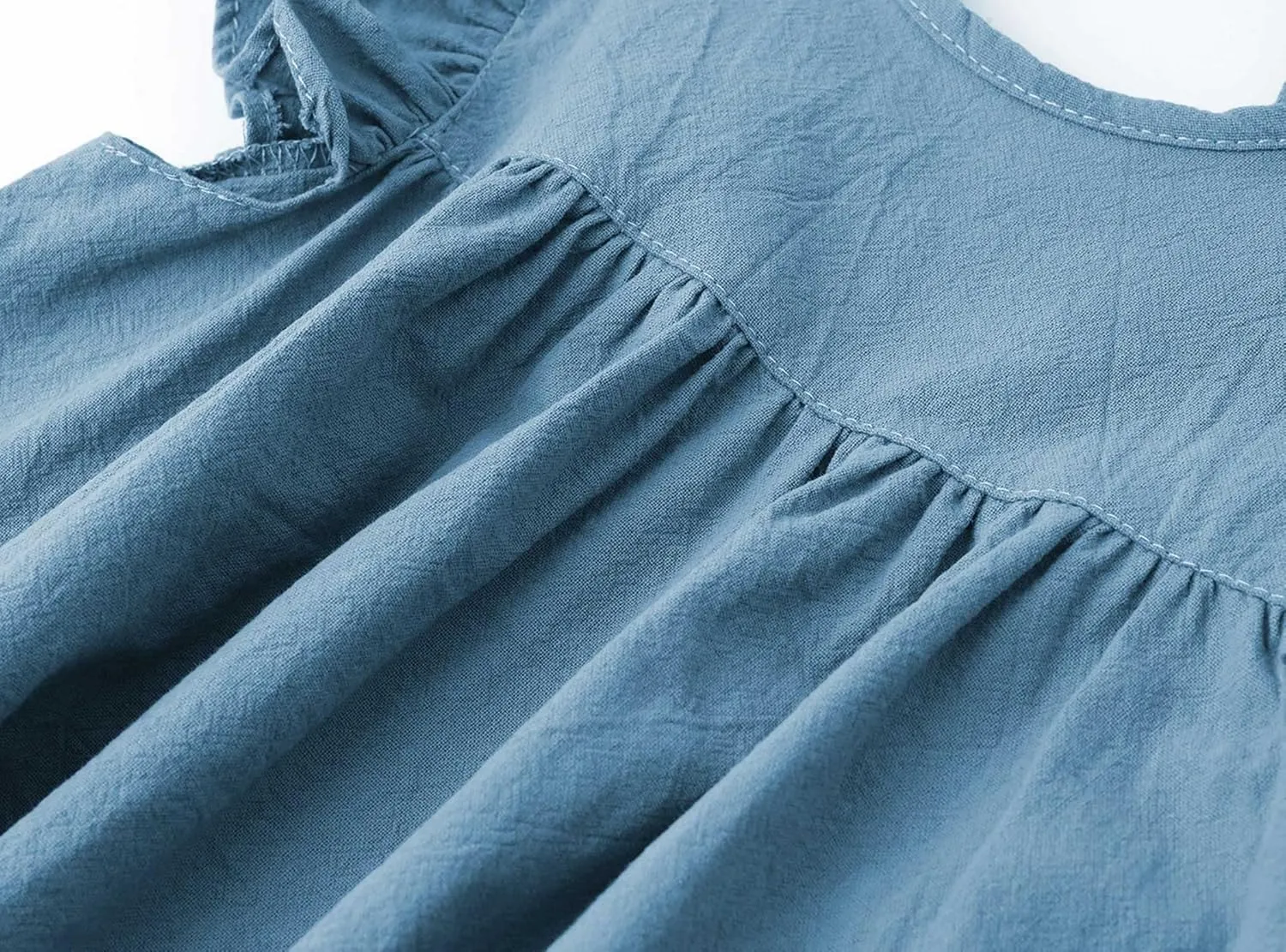 lymanchi Toddler Girl Ruffled Sleeve Dress Cotton Linen Halter Sleeveless Kid Casual Summer Sundress