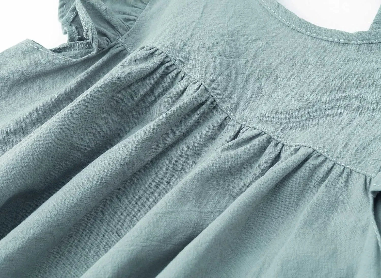 lymanchi Toddler Girl Ruffled Sleeve Dress Cotton Linen Halter Sleeveless Kid Casual Summer Sundress