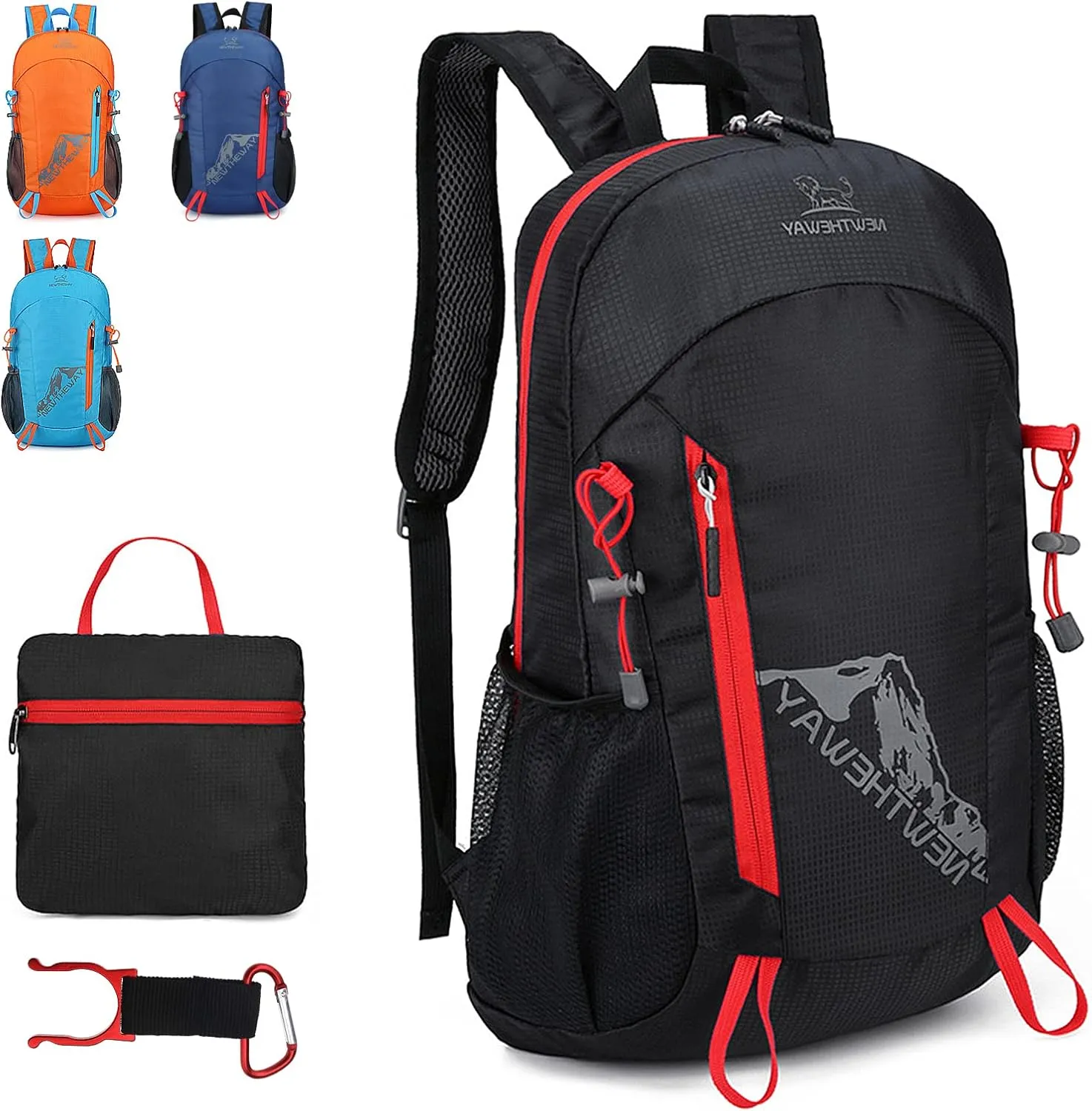 Lywencom Hiking Backpack,20L sports lightweight folding waterproof ultra-light backpack suitable for outdoor camping picnic (black)