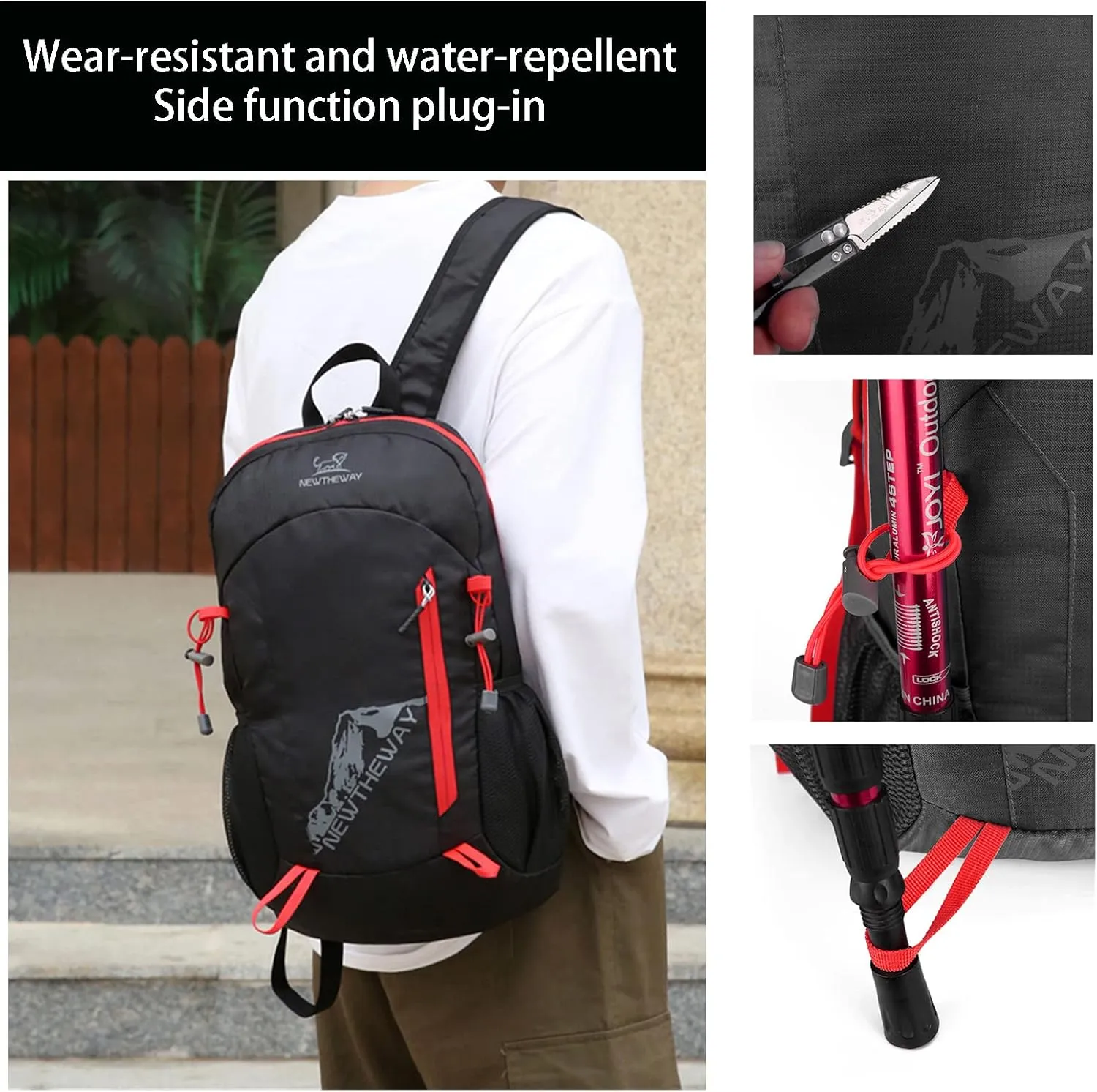 Lywencom Hiking Backpack,20L sports lightweight folding waterproof ultra-light backpack suitable for outdoor camping picnic (black)