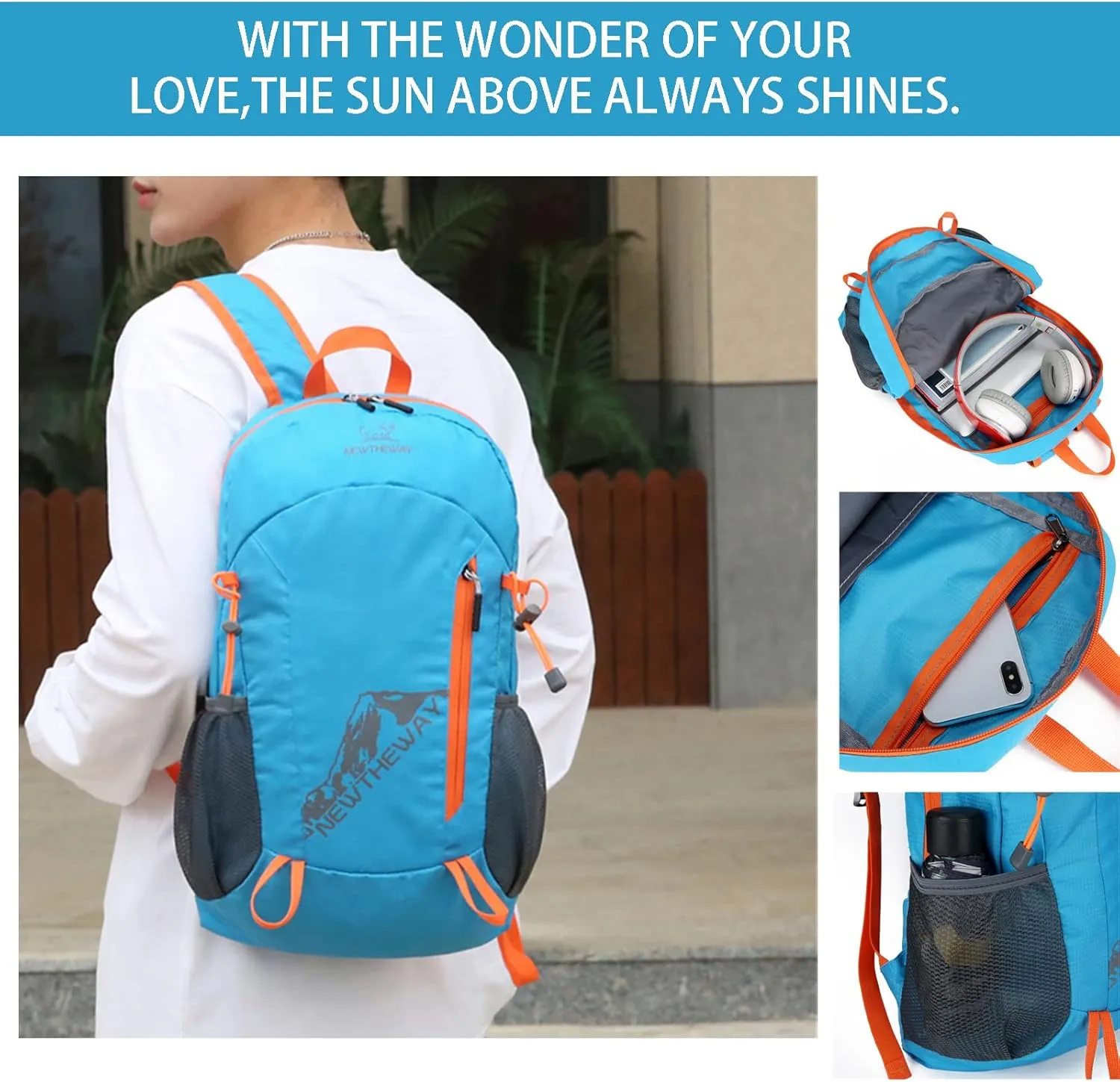 Lywencom Hiking Backpack,20L sports lightweight folding waterproof ultra-light backpack suitable for outdoor camping picnic(blue), LW026