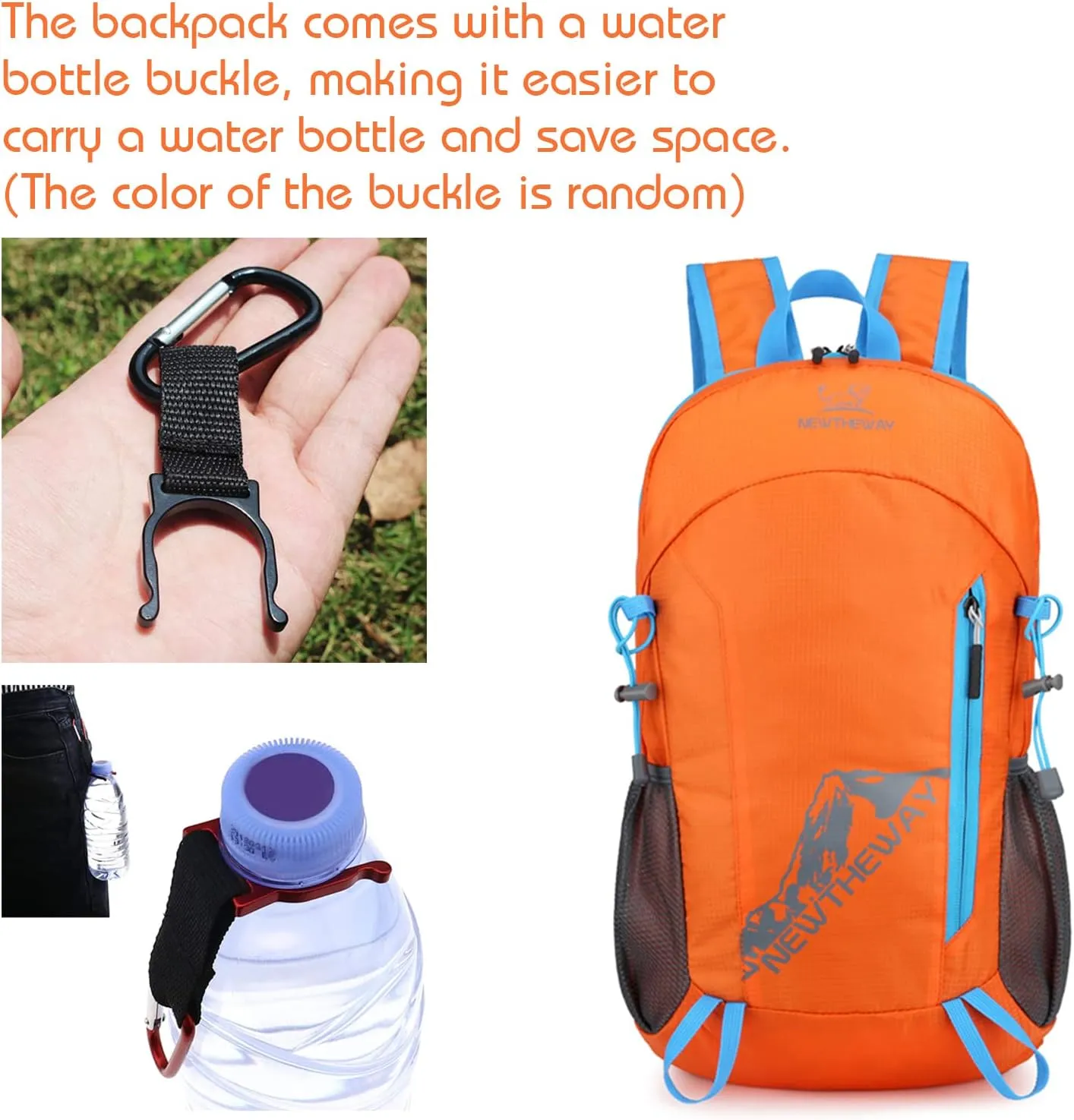 Lywencom Hiking Backpack,20L Sports Lightweight Folding Waterproof Ultra-Light Backpack Suitable for Outdoor Camping Picnic(Orange)
