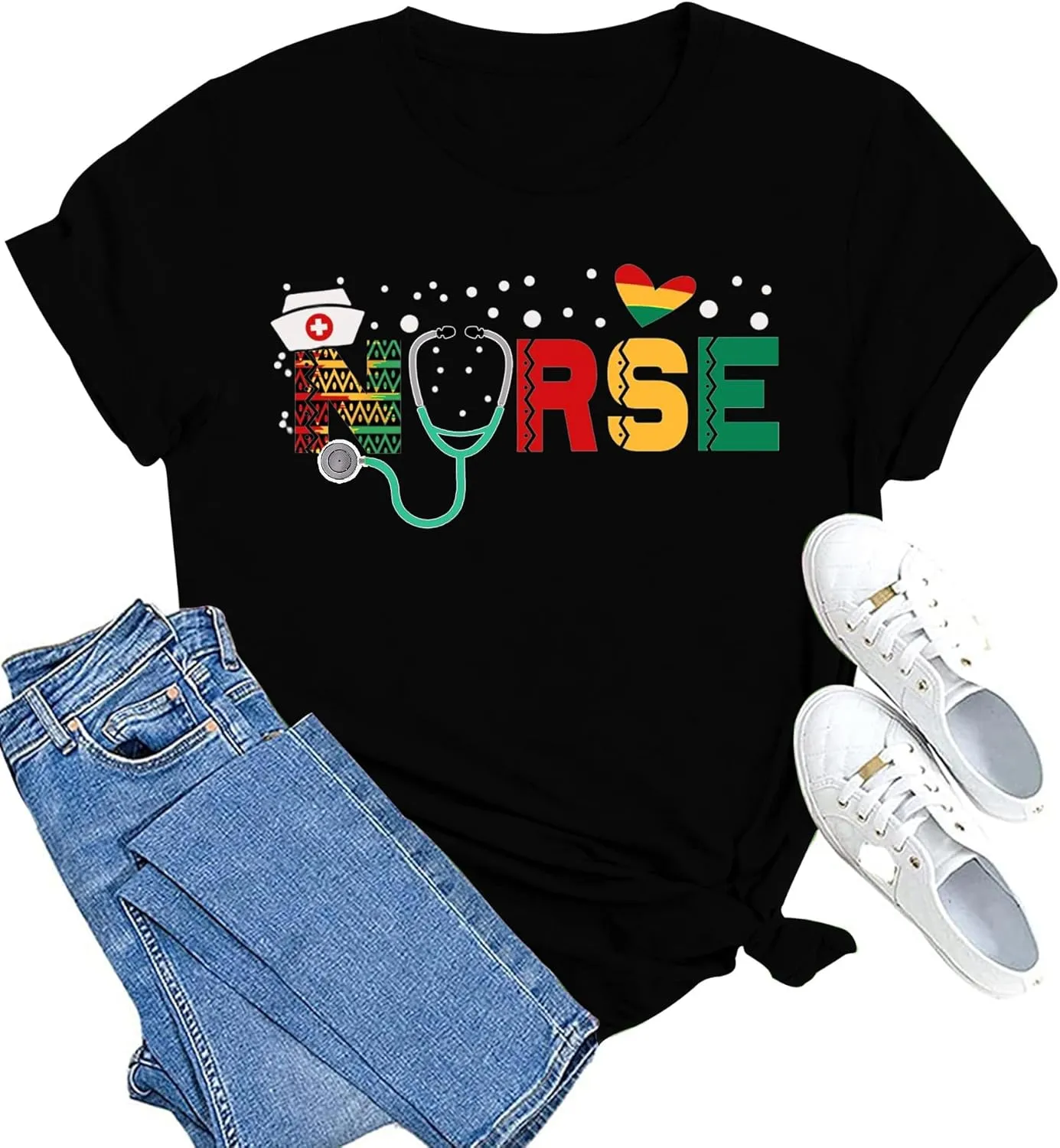 MAIHUN Women Nurse Life Shirt Nurse Letter Print Tee Tops Nurse Day Gifts Shirts Inspirational Short Sleeve