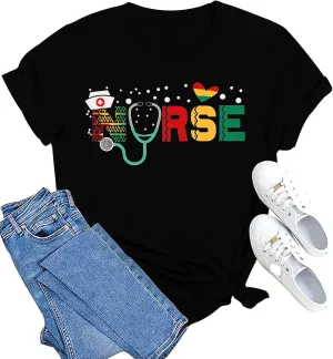 MAIHUN Women Nurse Life Shirt Nurse Letter Print Tee Tops Nurse Day Gifts Shirts Inspirational Short Sleeve