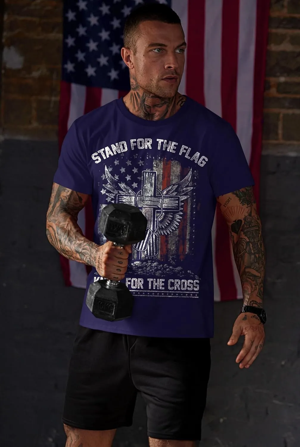 Mainfini Men's 4th of July T-Shirt American Flag 1776 Short Sleeve Tshirt (S-3XL)