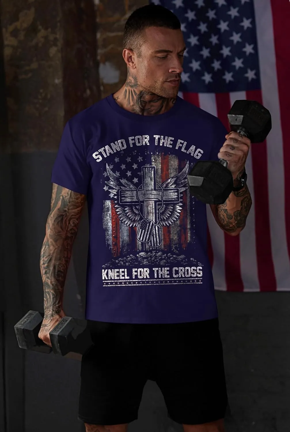 Mainfini Men's 4th of July T-Shirt American Flag 1776 Short Sleeve Tshirt (S-3XL)