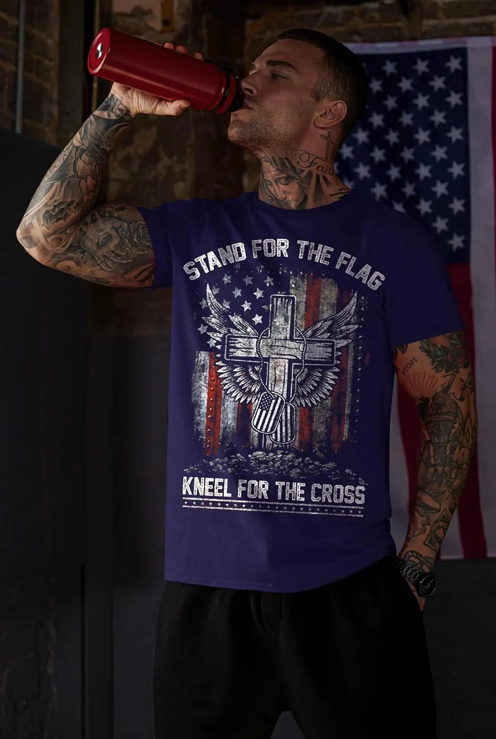 Mainfini Men's 4th of July T-Shirt American Flag 1776 Short Sleeve Tshirt (S-3XL)