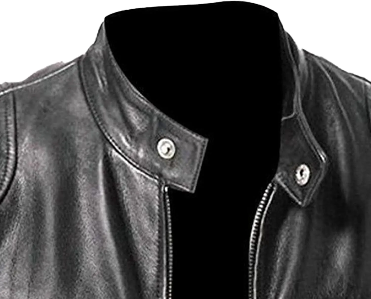 Maiyifu-GJ Men's Leather Jackets Stand Collar Slim Fit Faux Leather Jacket Casual Lightweight Motorcycle Biker Coat Outerwear
