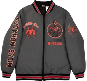 Marvel Superheroes Boy's Bomber Jacket - Spider-Man, Miles Morales, Black Panther, Ghost-Spider, Venom Bomber Jacket for Kids