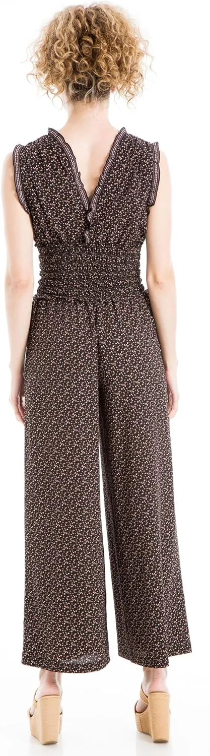 Max Studio womens V Neck Shirred Waist JumpsuitJumpsuit