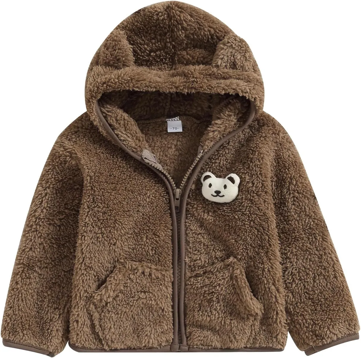 Meiweileya Baby Girl Boy Fleece Zip Up Hoodie Bear Ears Fuzzy Jacket Hooded Teddy Coat Winter Shacket Warm Outwear Cardigan