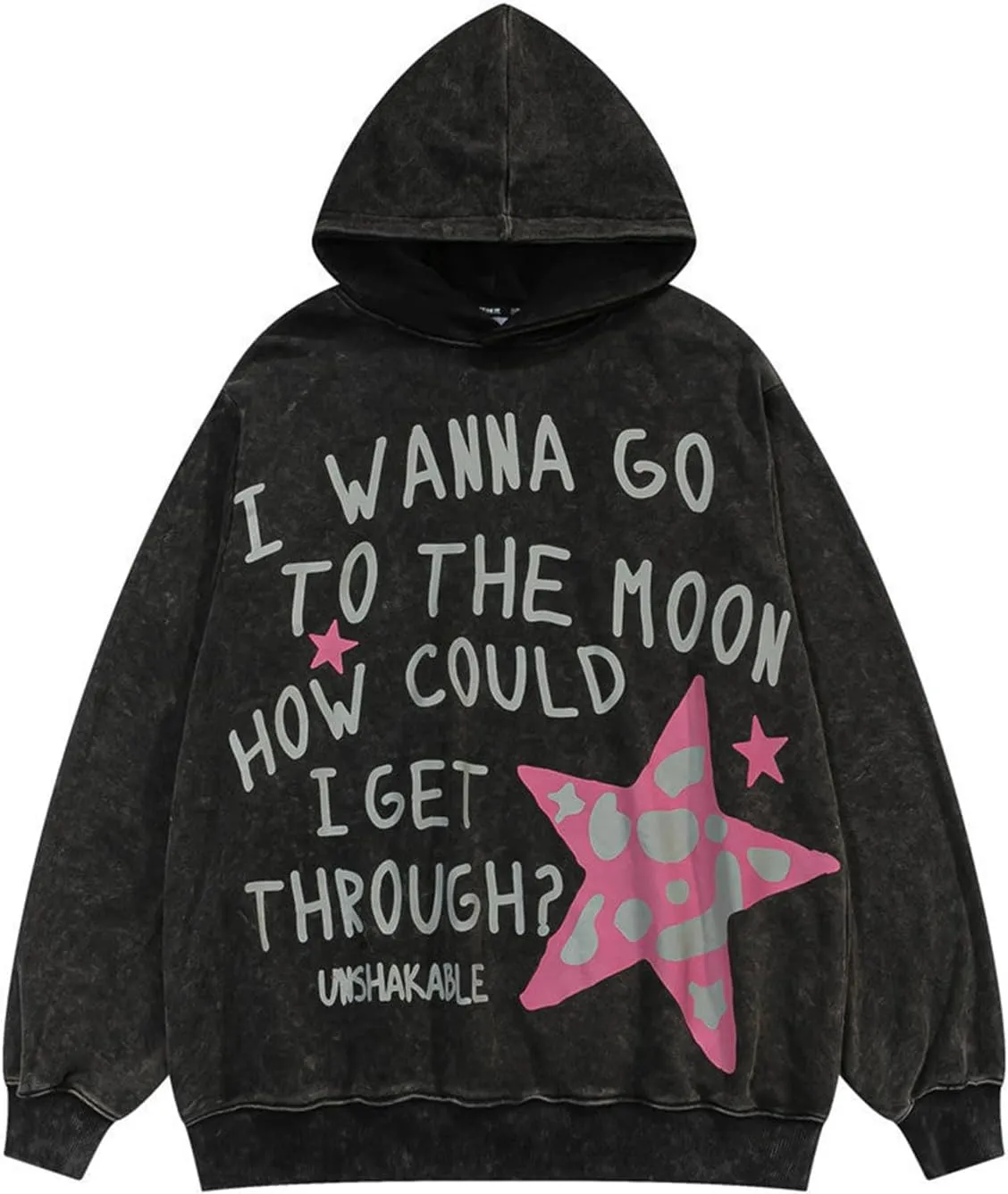 Meiweileya Womens Y2k Star Graphic Print Hoodies Oversized Aesthetic Long Sleeve Pullover Tops