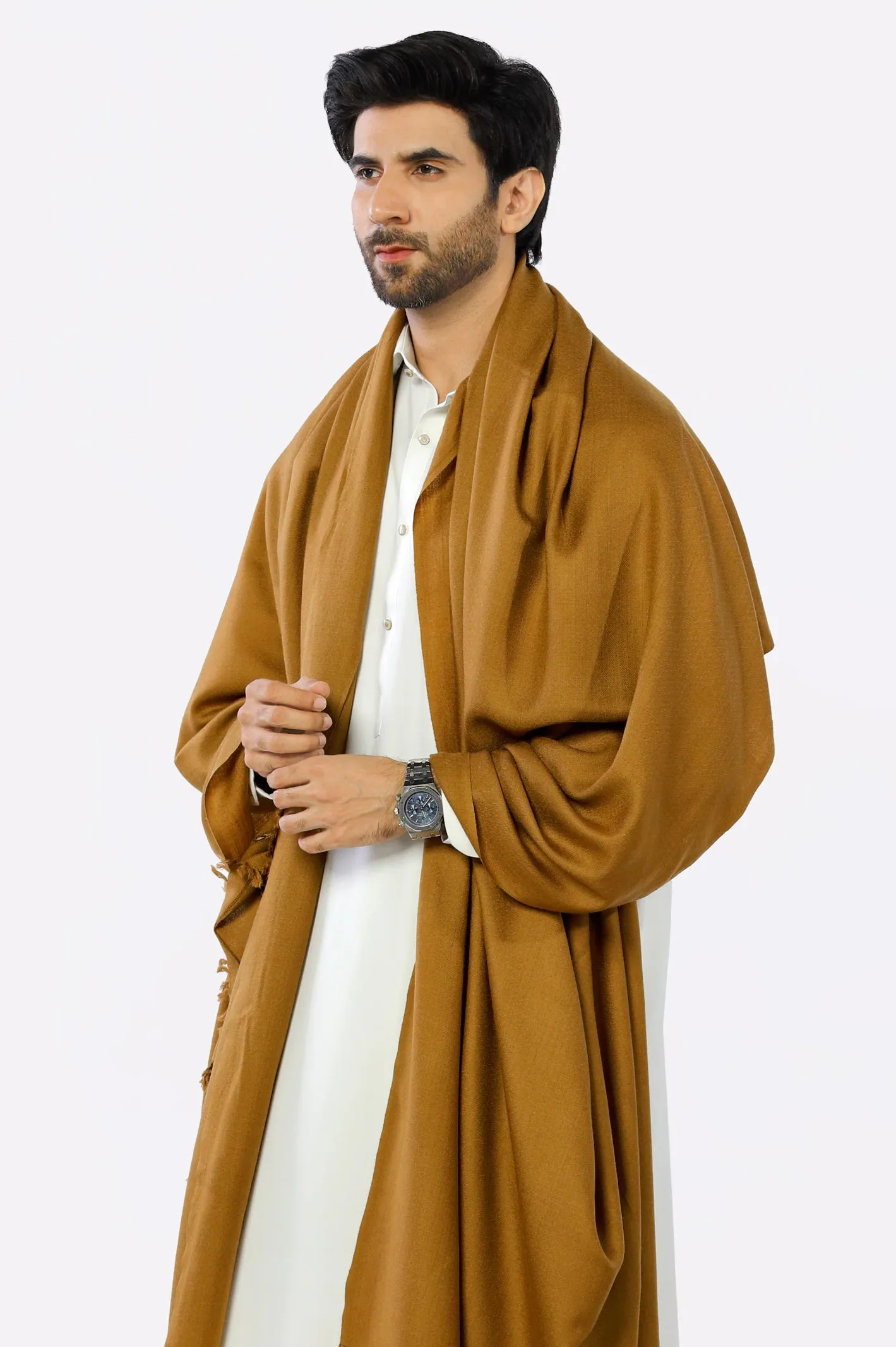 Men Brown Wool Shawl