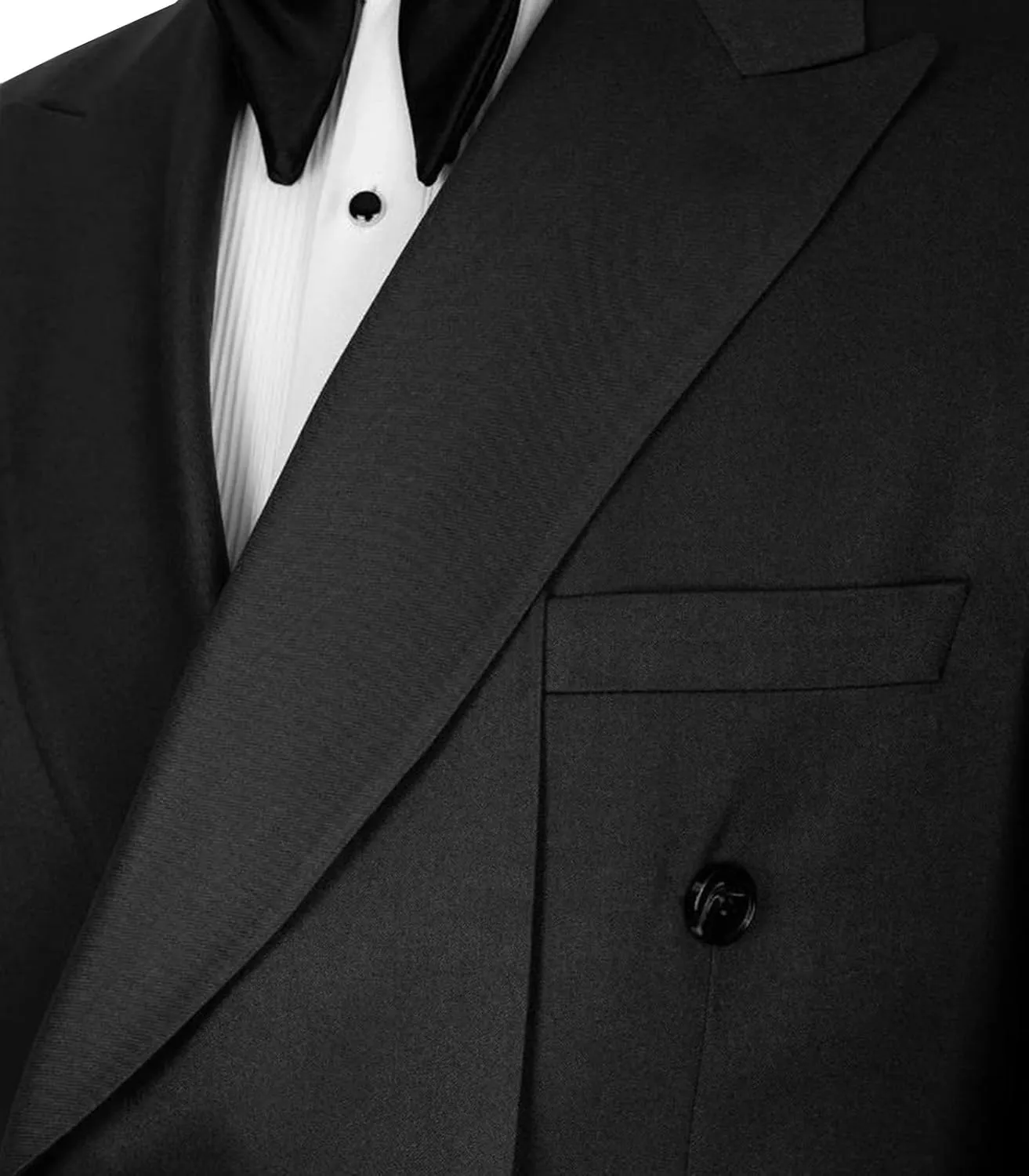 Men's Black Suit Jacket Classic Fit Peaked Lapel Double Breasted Blazer Sport Coat