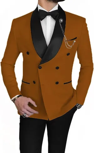 Men's Blazer Casual Suit Slim Fit Sport Coats Double Breasted Business Suit Blazer Shawl Lapel Jacket(1 Jacket)
