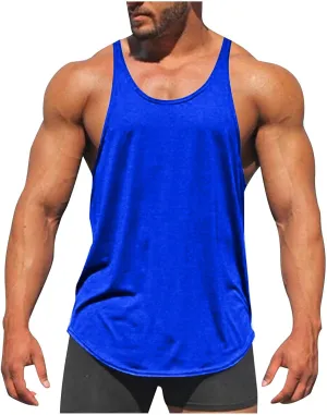 Men's Bodybuilding Stringer Tank Tops Quick Dry Athletic Workout T Shirts Sleeveless Muscle Fitness Tee