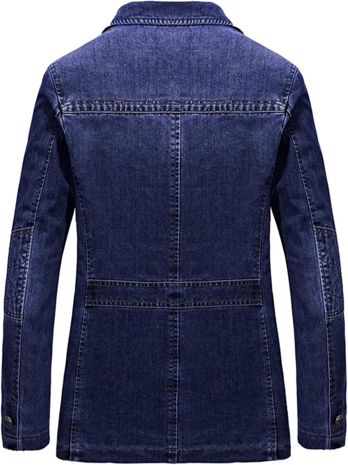 Men's Cowboy Denim Blazer Jacket Classic Notched Collar 3 Button Coat Tailoring Distressed Casual Coats