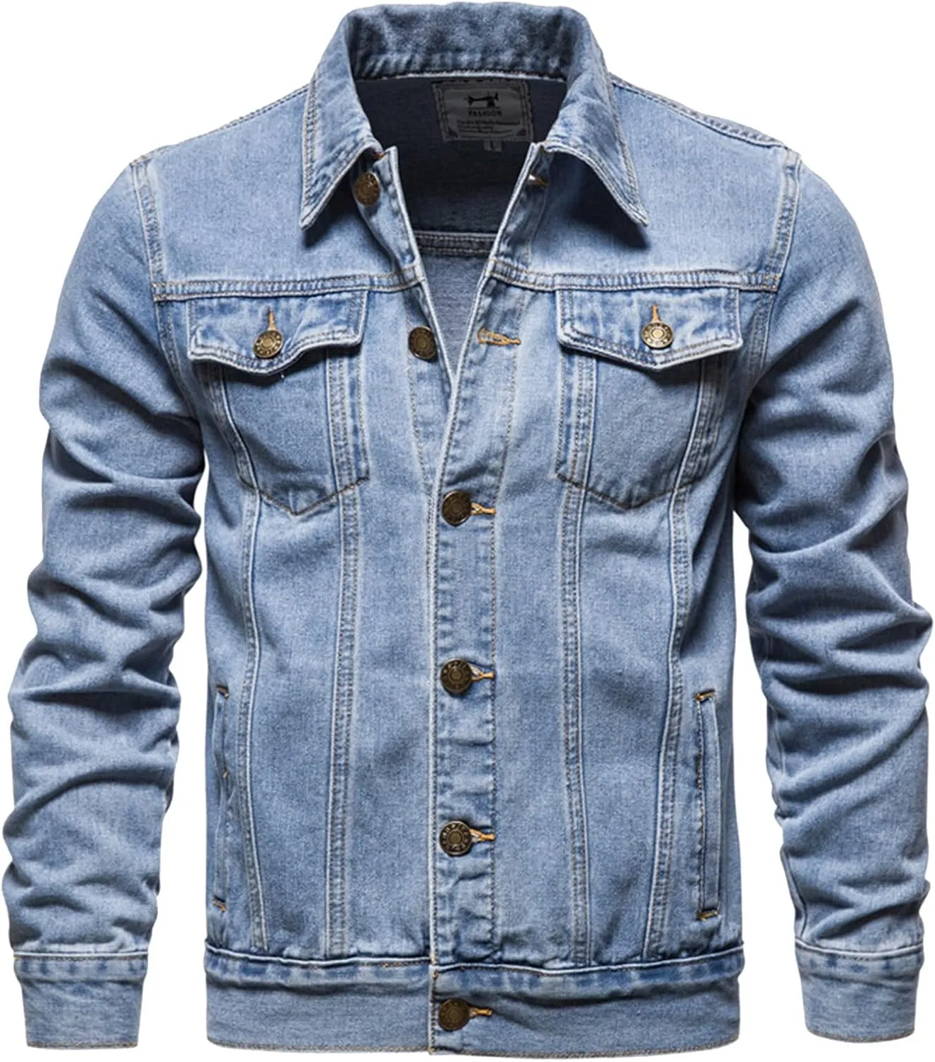 Mens Denim Jacket, Men'S Casual Workwear Long Sleeve Lapel Collar Denim Jacket Loose Multi Pocket Coat