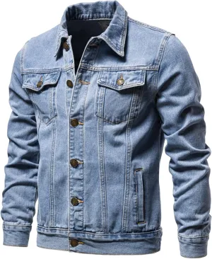 Mens Denim Jacket, Men'S Casual Workwear Long Sleeve Lapel Collar Denim Jacket Loose Multi Pocket Coat
