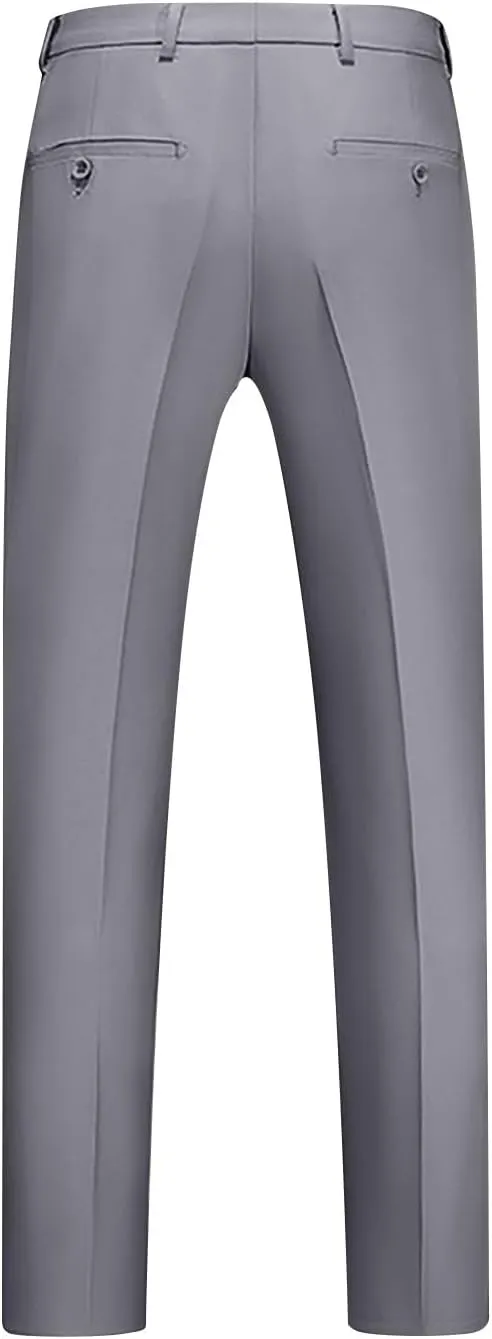 Mens Front Flat Dress Pants Slim Fit Business Casual Golf Suit Pants Ankle-Length Work Trousers with Pockets