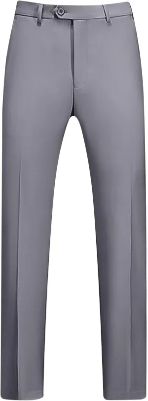 Mens Front Flat Dress Pants Slim Fit Business Casual Golf Suit Pants Ankle-Length Work Trousers with Pockets