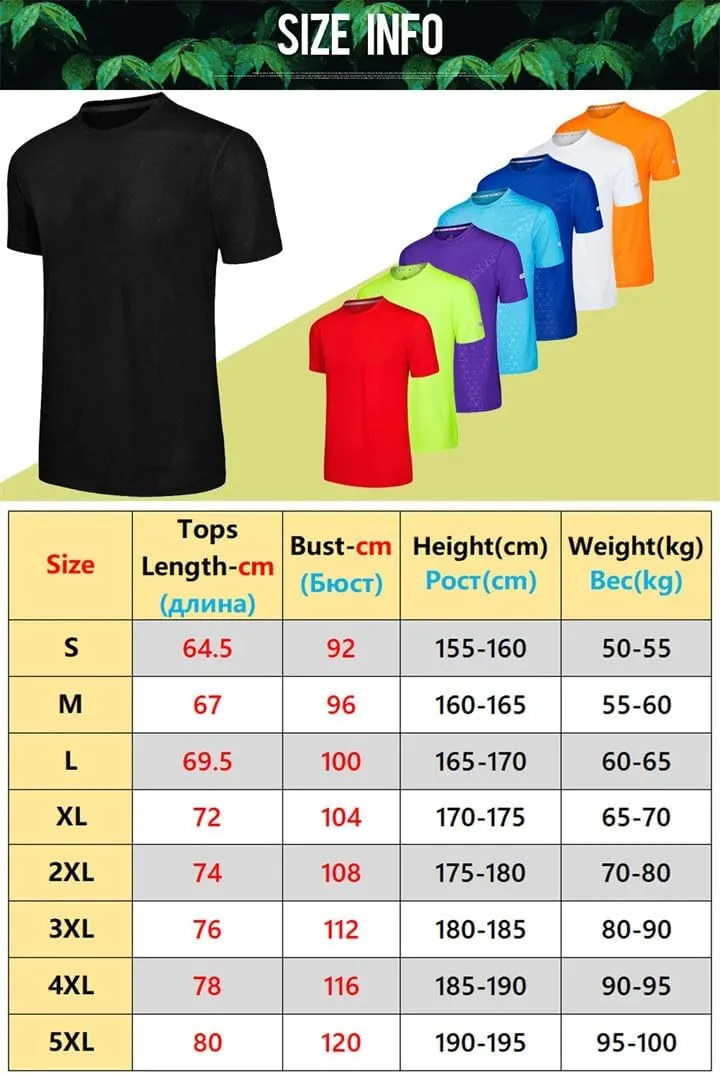 Mens Gym Training Shirt Quick Dry Tee Summer Fashion Workout Running Football Jersey Casual Top