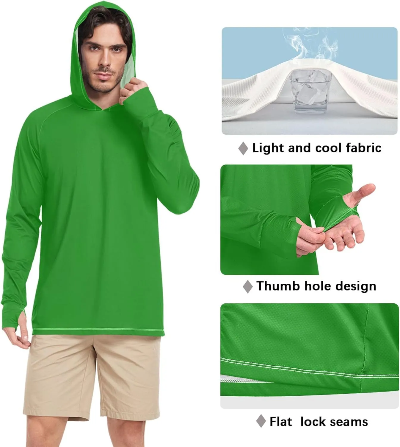 Mens Hoodie Sun Protection Long Sleeve UPF 50   Mens Sun Shirts Quick-Dry Rashguard for Men Swim Shirt