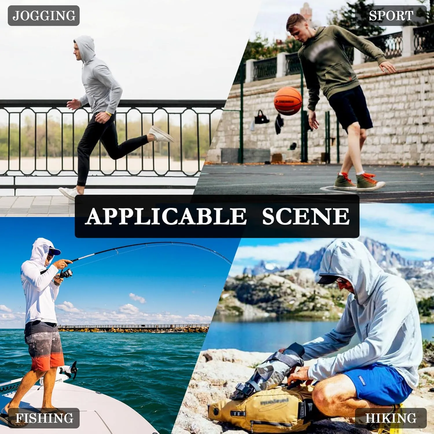 Mens Hoodie Sun Protection Long Sleeve UPF 50   Mens Sun Shirts Quick-Dry Rashguard for Men Swim Shirt