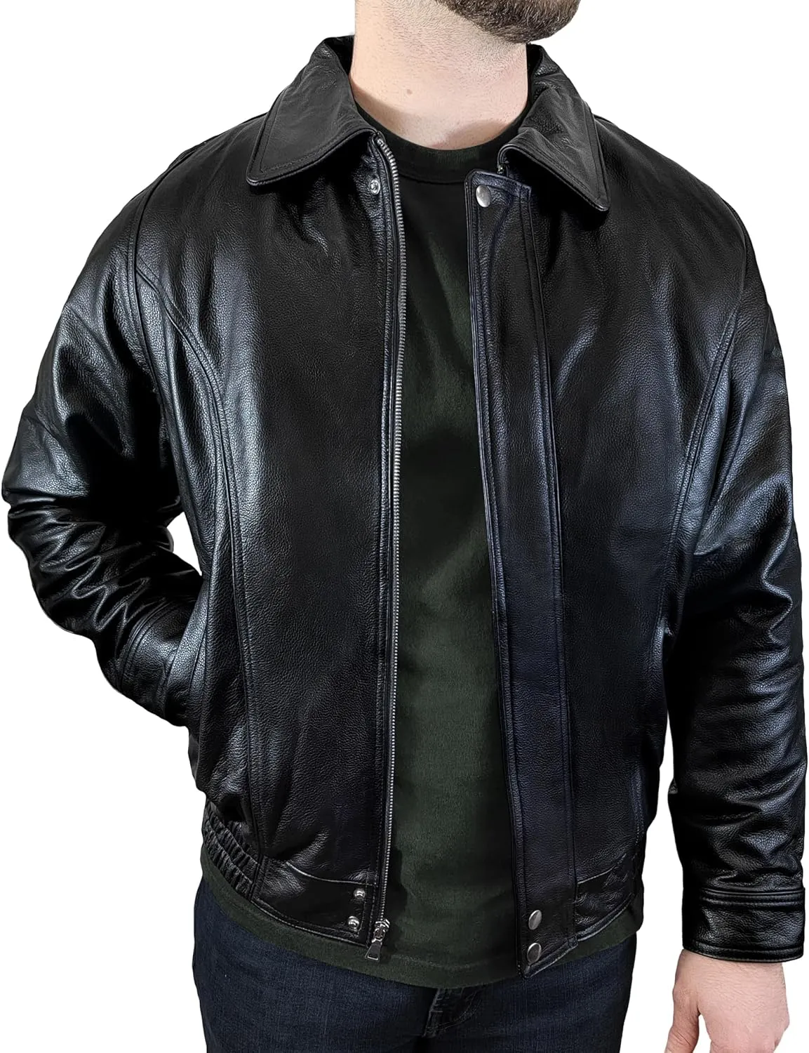 Mens Leather Jacket Mens Genuine Leather Bomber Jacket Motorcycle Jacket With Zip Out Liner