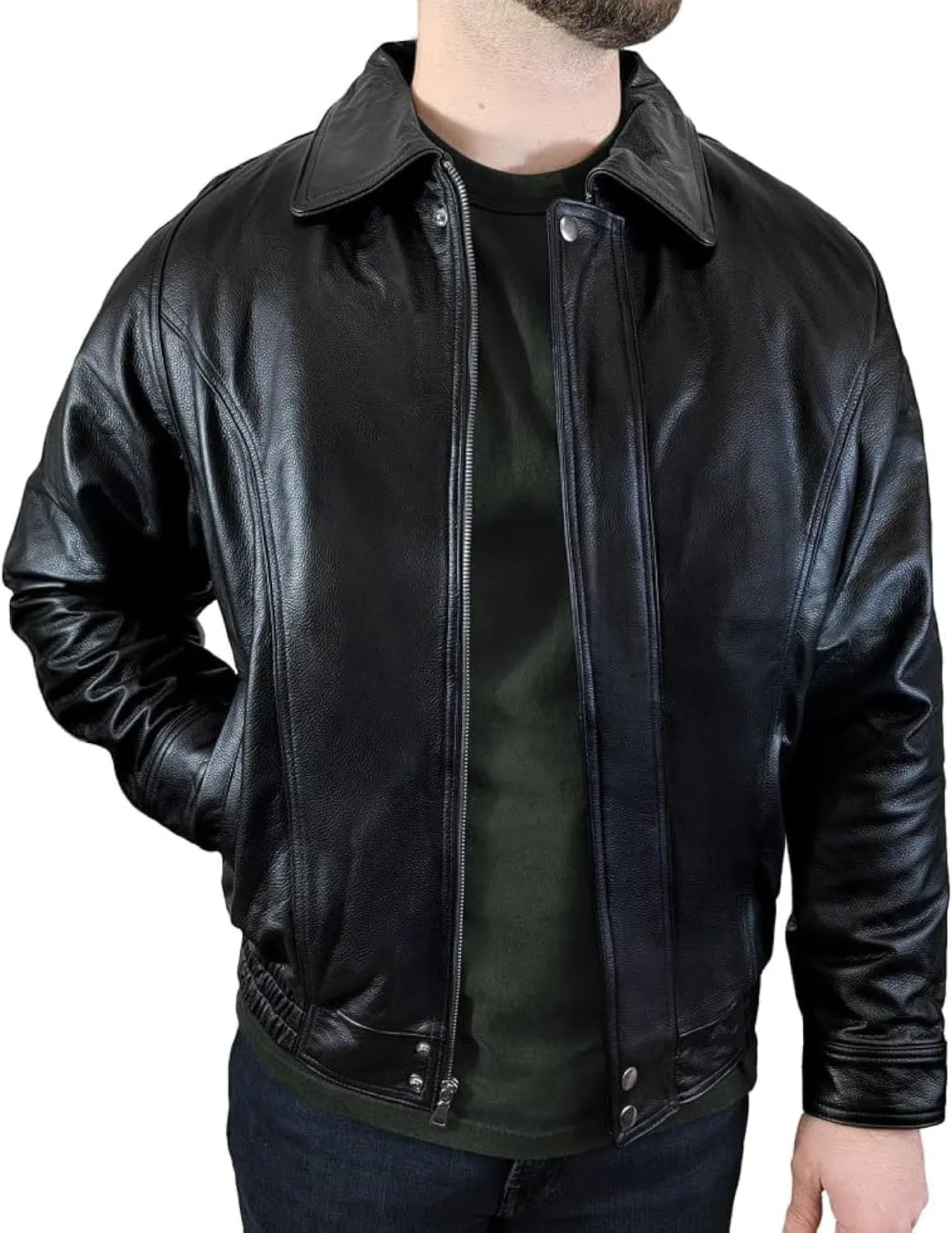 Mens Leather Jacket Mens Genuine Leather Bomber Jacket Motorcycle Jacket With Zip Out Liner