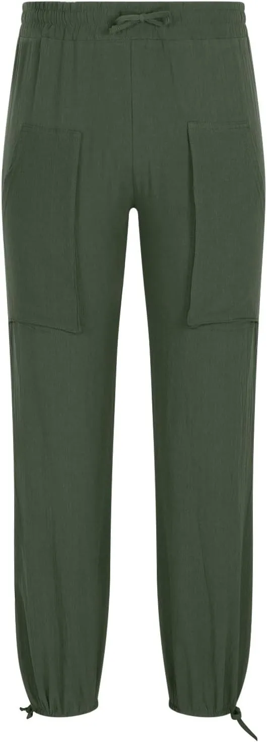 Mens Linen Cargo Pants Casual Drawstring Summer Beach Pants Elastic Waist Yoga Jogger Pants with Pockets