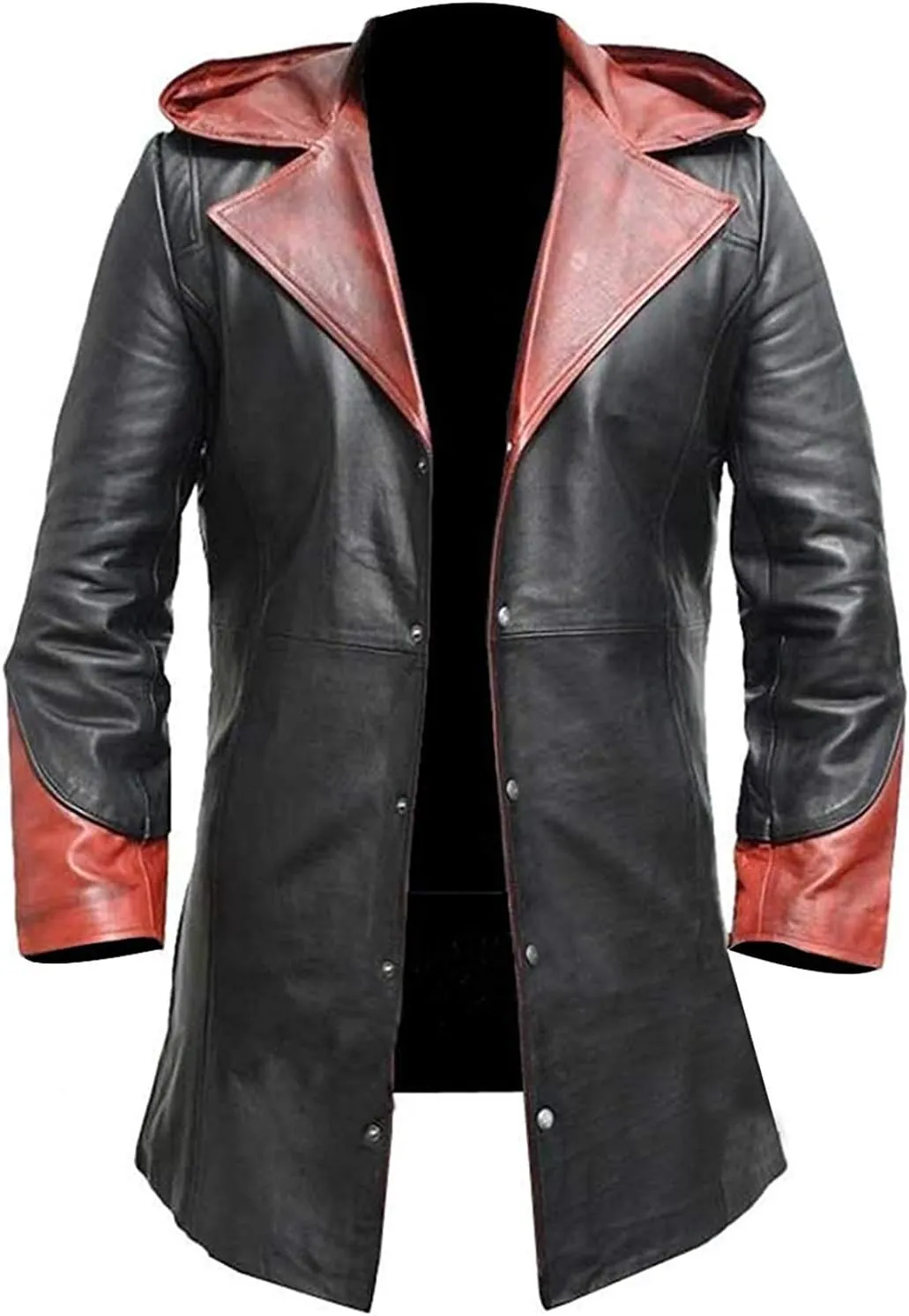 Men's Maroon Leather Trench Coat  Game-Inspired Long Cosplay Costume Jacket