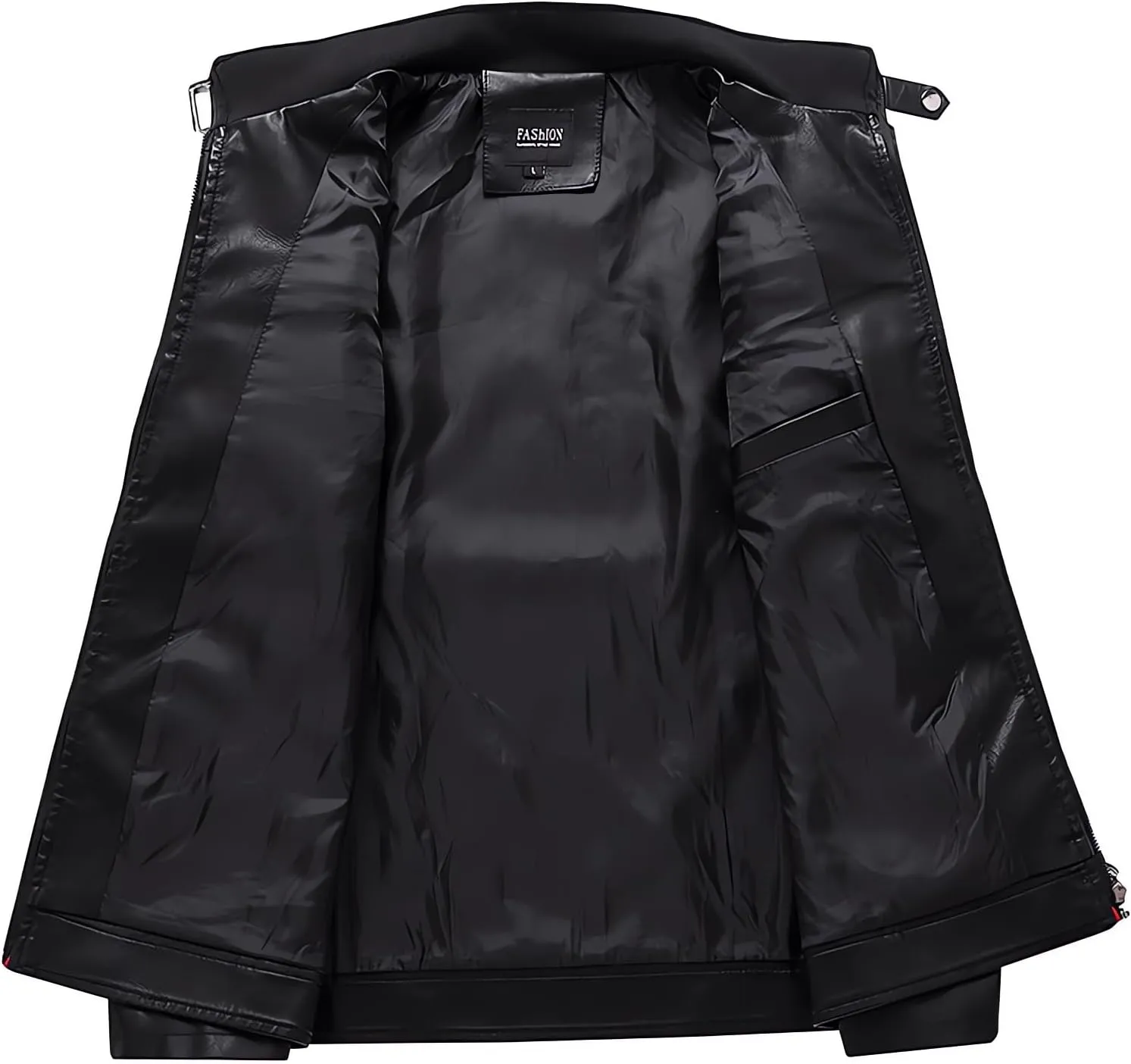 Mens Motorcycle Jacket Stand Collar Faux Leather Racing Jackets Lightweight Color Block Biker Coat