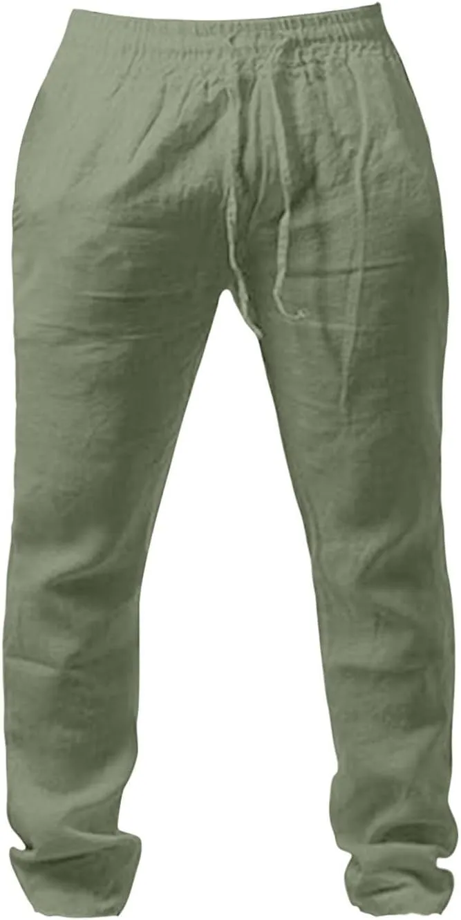 Men's Pants Loose Fit Trendy Elastic-Waisted Drawstring Straight-Leg Comfy Pants Relax Fit Outdoor Fashion Outfits