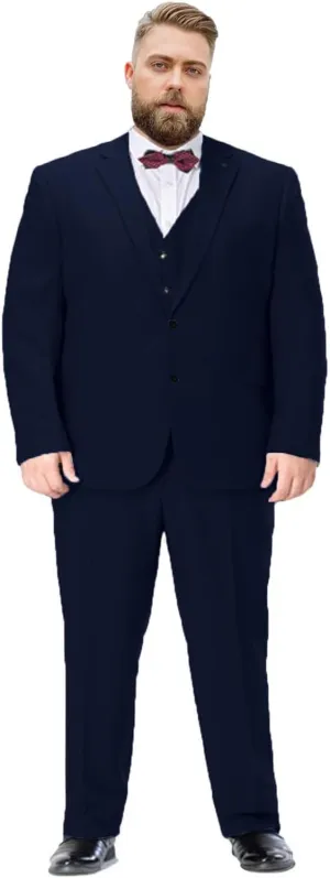 Men's Plus Size 3 Pieces Suit Big Tall Notch Lapel Two Buttons Wedding Tux Vest Pants