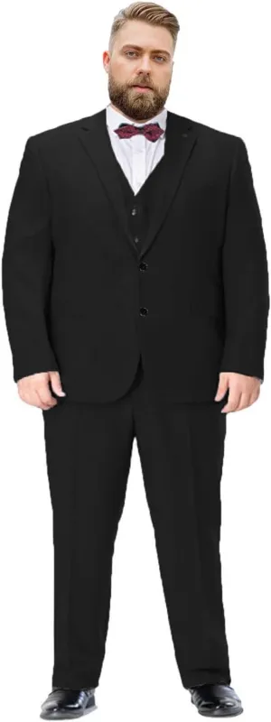 Men's Plus Size 3 Pieces Suit Big Tall Notch Lapel Two Buttons Wedding Tux Vest Pants